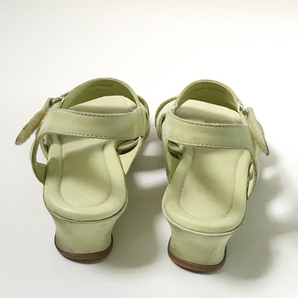 Sudini Lime Green Open Toe Wedge Sandals - Picture 5 of 10